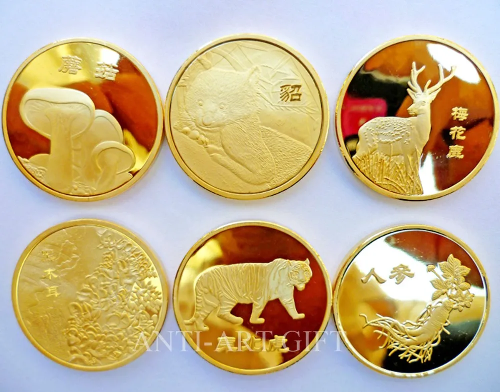 

Customized Die struck double side souvenir coins multiple design chinese style panda and national treasure