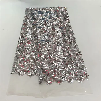 

Latest French Nigerian Laces Fabric 2019 sequins High Quality Tulle African Laces Fabric Wedding African French Tulle Lace