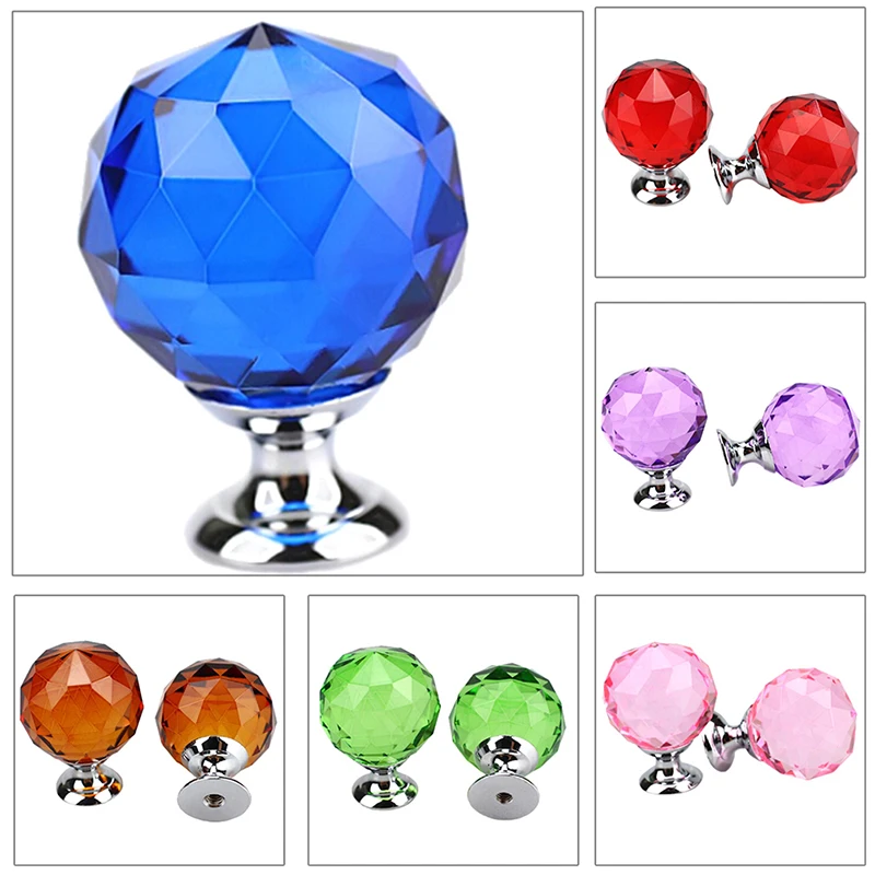 1pc 30mm Diamond Shape Crystal Glass Drawer Cabinet Knob Pull Handle Kitchen Door Wardrobe Hardware Durable Wholesale