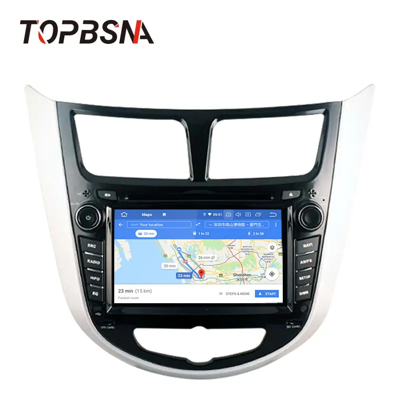 Cheap TOPBSNA Android 9.0 Car Multimedia Player For Hyundai Solaris accent Verna i25 GPS Navigation 1 Din Car Radio Video Stereo Audio 2