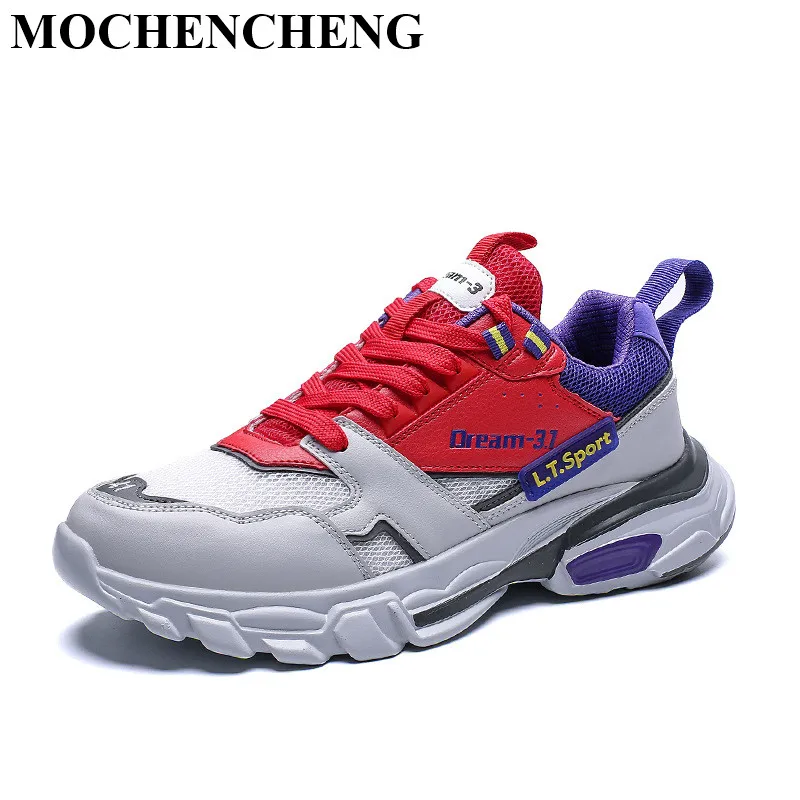 

Large Size Men Chunky Sneakers Lace-up Casual Shoes Platform Breathable Adult Male Tenis Footwear Stylish Student Antiskid Shoes