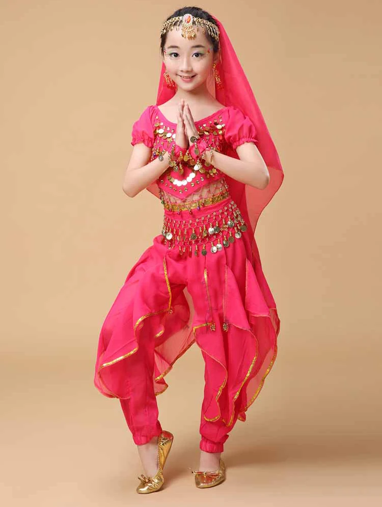 Новые детские танцевальные костюмы ручной работы для танца живота для девочек Болливуд индийская одежда для танца 8 цветов
