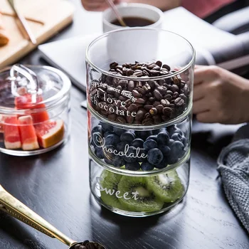 

Nordic Cactus Flamingo Glass Jars Creative Heat-Resistant DIY Ice Cream Cover Candy Salad Storage Bottles Decoration Organizer