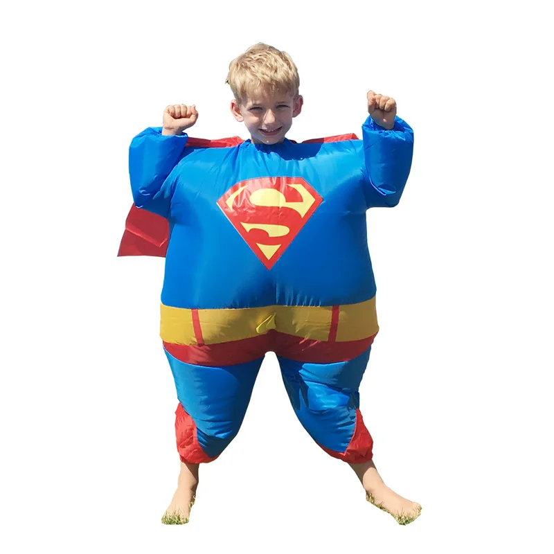 JYZCOS надувные жира Супермен Бэтмен Капитан Америка костюмы на Хэллоуин, способный преодолевать Броды для взрослых Детский праздничный костюм Косплэй супергероя нарядное платье