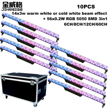

Free Shipping 10pcs/lot Flightcase Individual 14x3W Cree Warm/Cold White Led Wall Washer Beam Led Bar With Pixel Control DJ