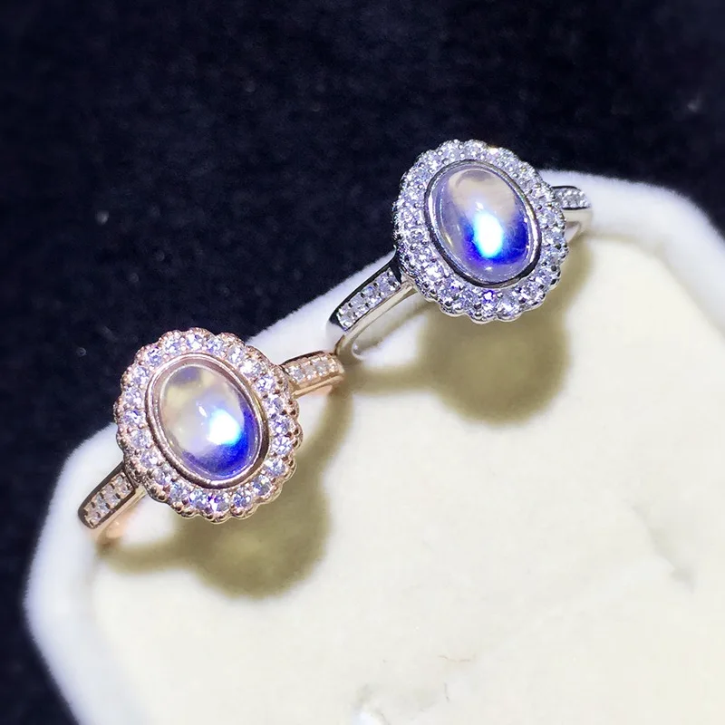 [MeiBaPJ Natural Moonstone Gemstone Trendy Ring for Women Real 925