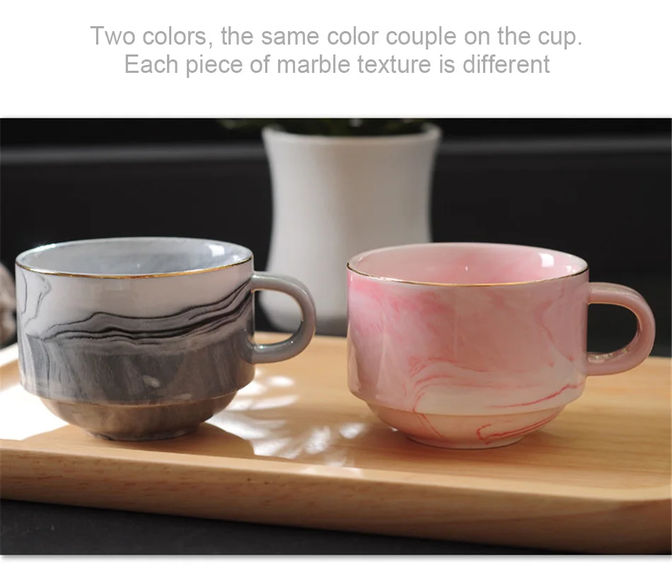 Marbled Ceramic Mug Creative Gold Plating  Milk Coffee Tea Breakfast Porcelain Golden Cup MRS MR Couple Gift Wedding Decor 220ml (8)