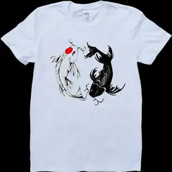 Koi Карп Япония белый, индивидуальный заказ футболка новые футболки, модный стиль для мужчин Tee, 100% хлопок Классическая футболка лето мужская