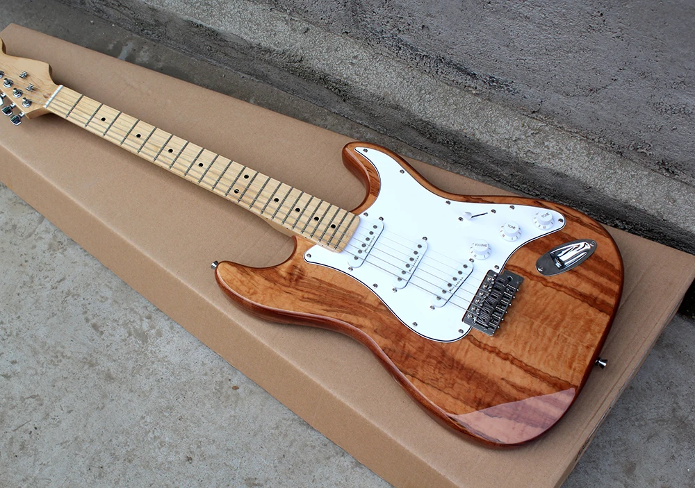 

Factory Brown Electric Guitar with Mahogany Body,White Pickguard,SSS Pickups,Chrome Hardware,Can be customized