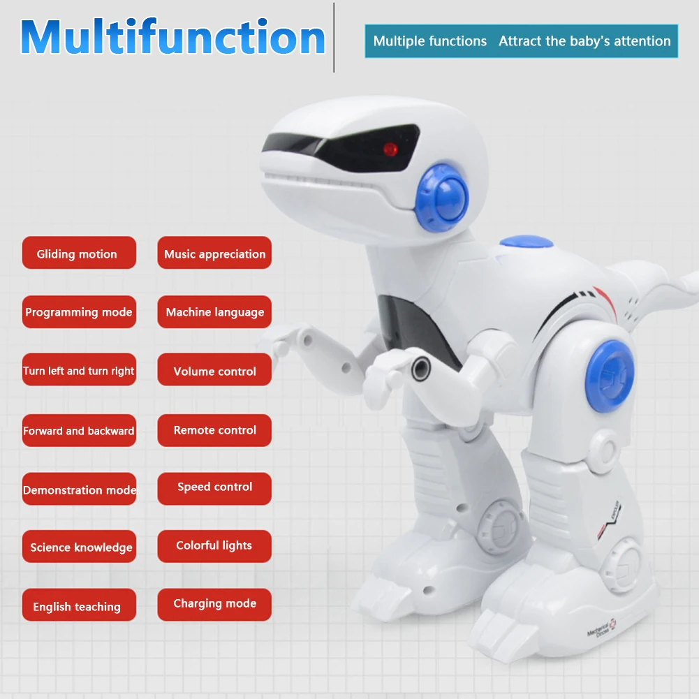 Робот-Динозавр Intelligent RC модель тиранозавра с музыкой свет прогулки Программирование обучение Функция электронный игрушечный динозавр