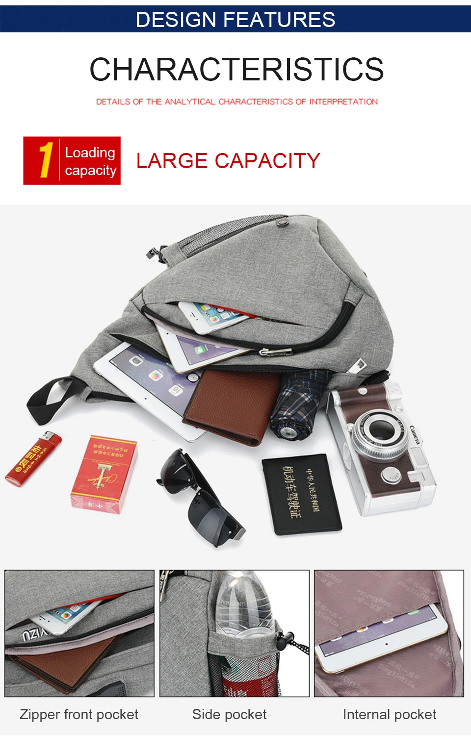 Mens Chest Bag Crossbody Shoulder Bags Women Bagpack Male Messenger Back Packs Cross Body USB Charging Business School Sac Bolsa (4)