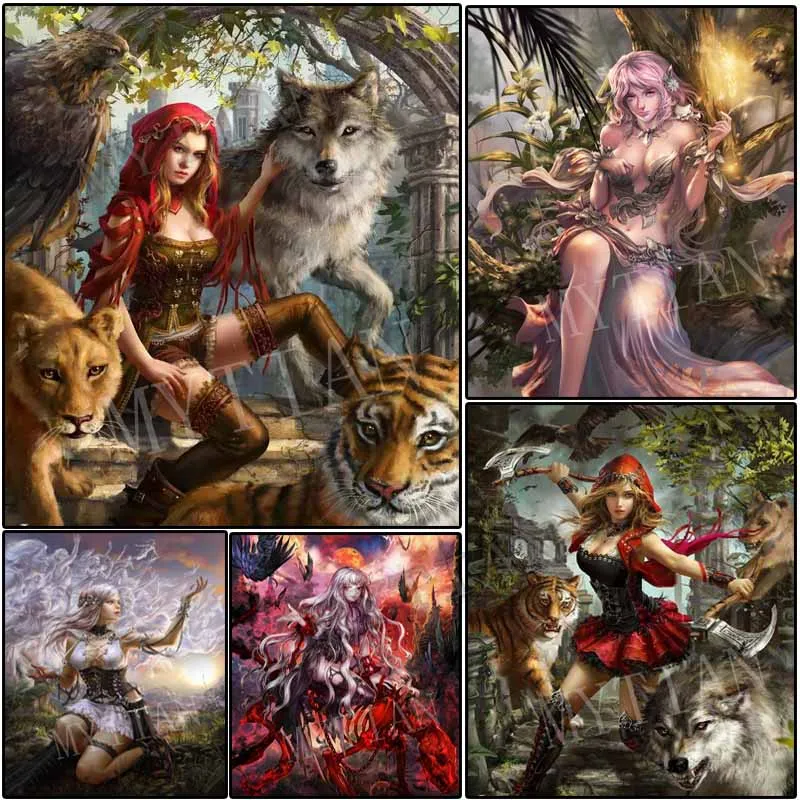 

Full square/round animimal Anime Beauty girlCross Stitch Diamond Embroidery Patterns DIY 5D Diamond Painting Rhinestones Mosaic