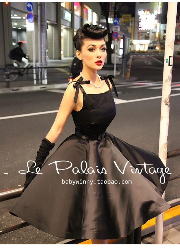 

30- le palais vintage 50s classy Audrey Hepburn swing little black dress plus size retro summer dresses rockabilly pinup vestido