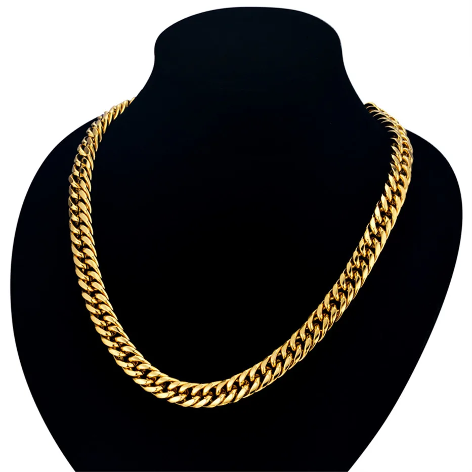 Мужское ожерелье из толстой нержавеющей стали золотого/серебряного цвета, мужские кубинские цепочки, ожерелья для мужчин, ювелирные изделия в стиле хип-хоп