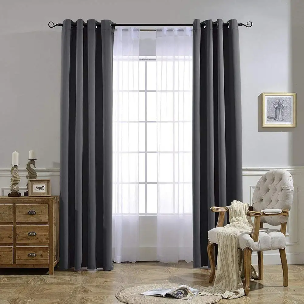 

Solid Blackout Curtains for Living Room Bedroom Window Treatment Blinds Finished Drapes Modern Black Out Curtain