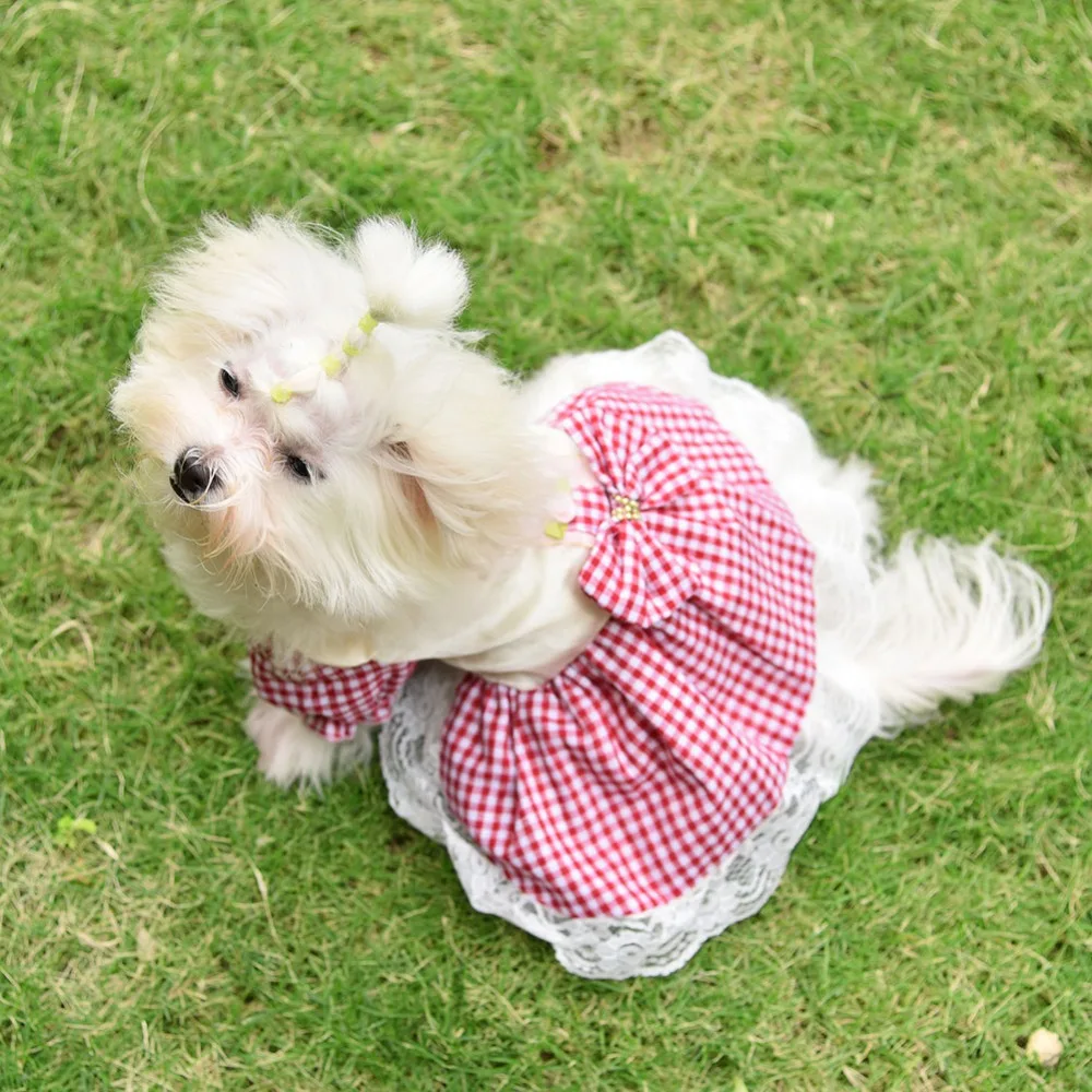 Клетчатая юбка для собак, материал из смесового хлопка, подходит для повседневных вечеринок, летнего использования, предотвращения кожных заболеваний, обеспечивает наилучшую защиту щенка