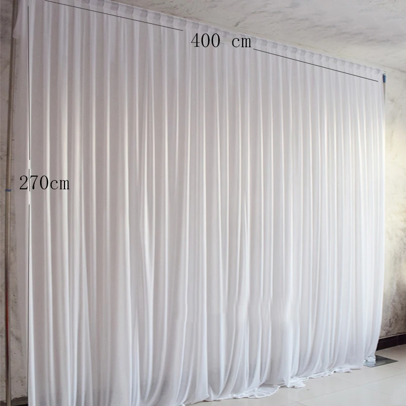 

4*2.7M Simple white ice silk party curtain wedding event backdrops for stage decoration
