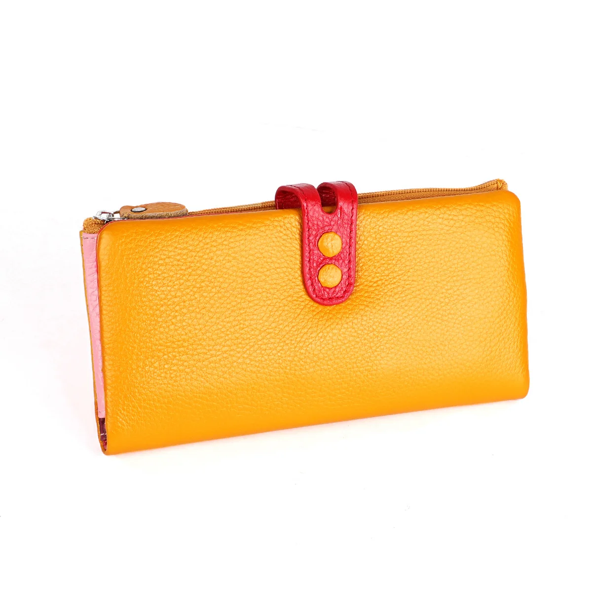 CICICUFF Модный женский кошелек из натуральной кожи, длинный клатч, Дамский кошелек с карманом на молнии, цветной женский кошелек для телефона - Цвет: yellow