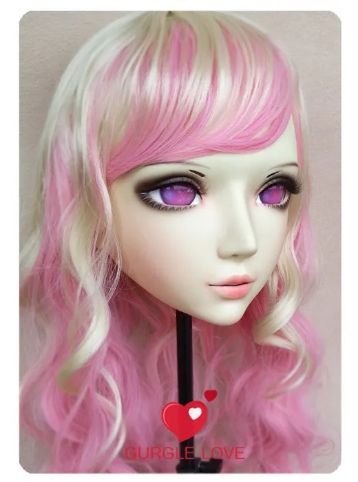 

(GL048) Sweet Girl Resin Half Head BJD Kigurumi Mask With Eyes Cosplay Anime Role Lolita Mask Crossdress Doll