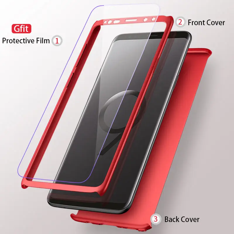 

360 Full Protection Phone Case For Samsung Galaxy S7 S7edge S8 S9 Plus Note 8 Slim Hard Shockproof Back Cover With Screen Film