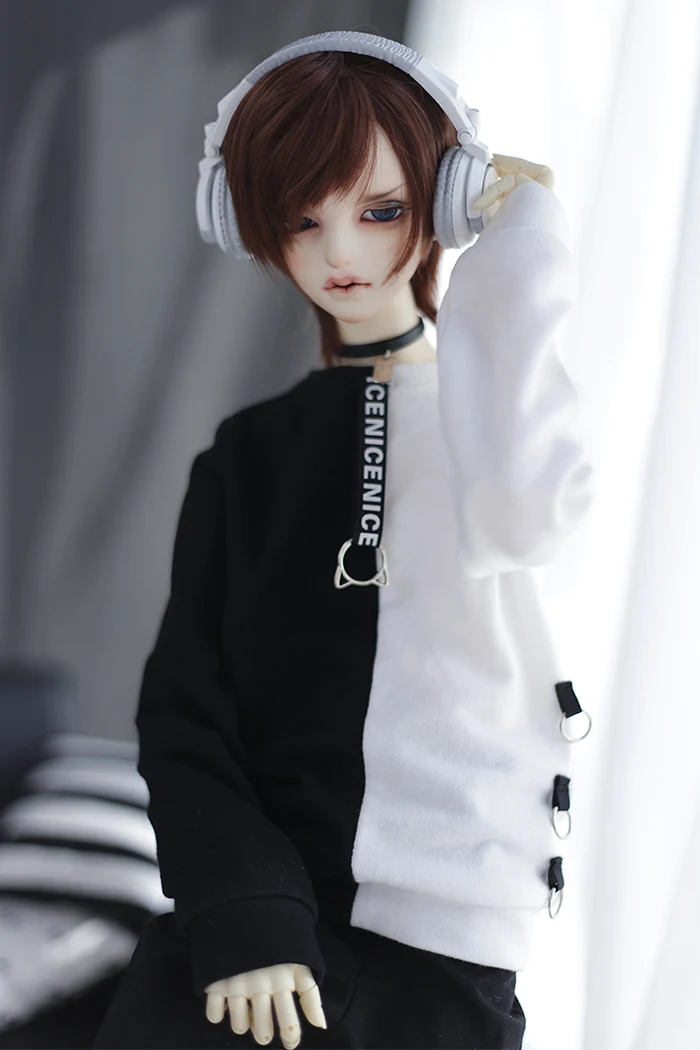 Новая Одежда для куклы BJD 1/3, черная белая футболка с круглым кольцом, топы