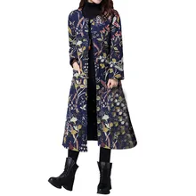 Женское зимнее пальто большого размера, народное, на хлопковой подкладке, с принтом, комбинированная куртка, зимняя женская повседневная куртка, Женское пальто, свободное, A8