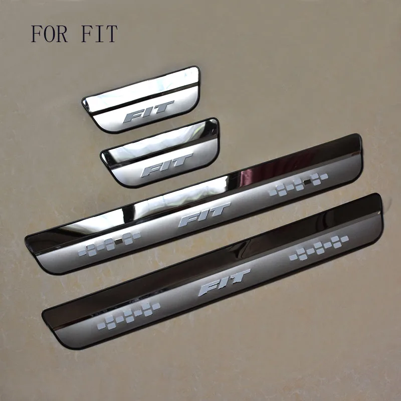 Estilo do Carro Apto para Honda Pedal do Peitoril Fit Fit 2014 2015 2016 2017 da Porta Scuff Passo Bem vindo Porta Pedal Automóvel Acessórios 2 Cheap Estilo de cromo