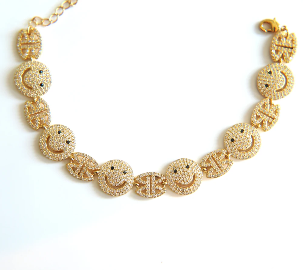 Женский браслет цепочка с подвеской смайлик|bracelets for|charm braceletchain bracelet |