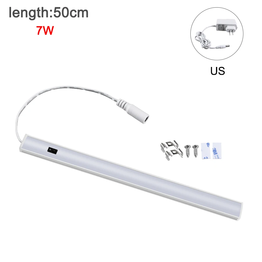 50cm-with US plug Foxanon ручная развертка светодиодная подсветка под шкаф 5 Вт 6 Вт 7 Вт датчик движения Ночной светильник DC 12 В шкаф настенный светильник для шкафа кухня - Цвет: 50cm-with US plug