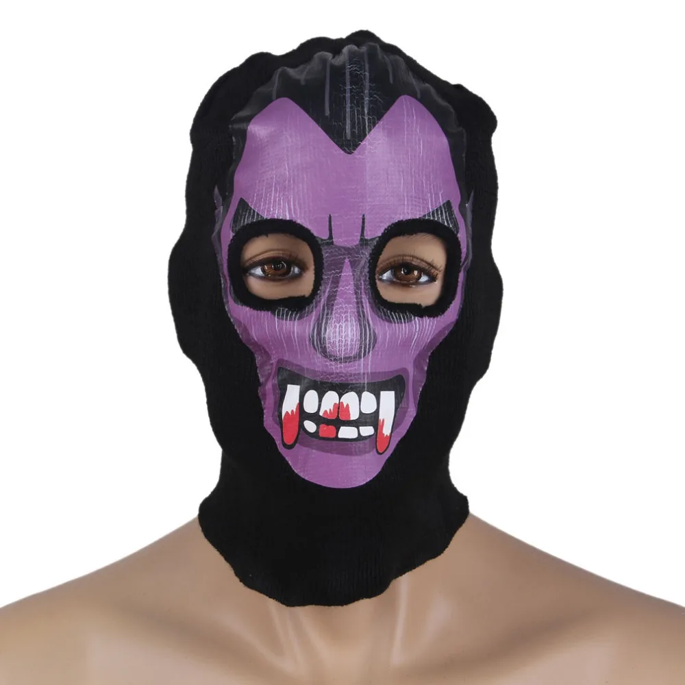 novelty two hole halloween skull beanie hat women men unisex knit masquerade parties full face mask