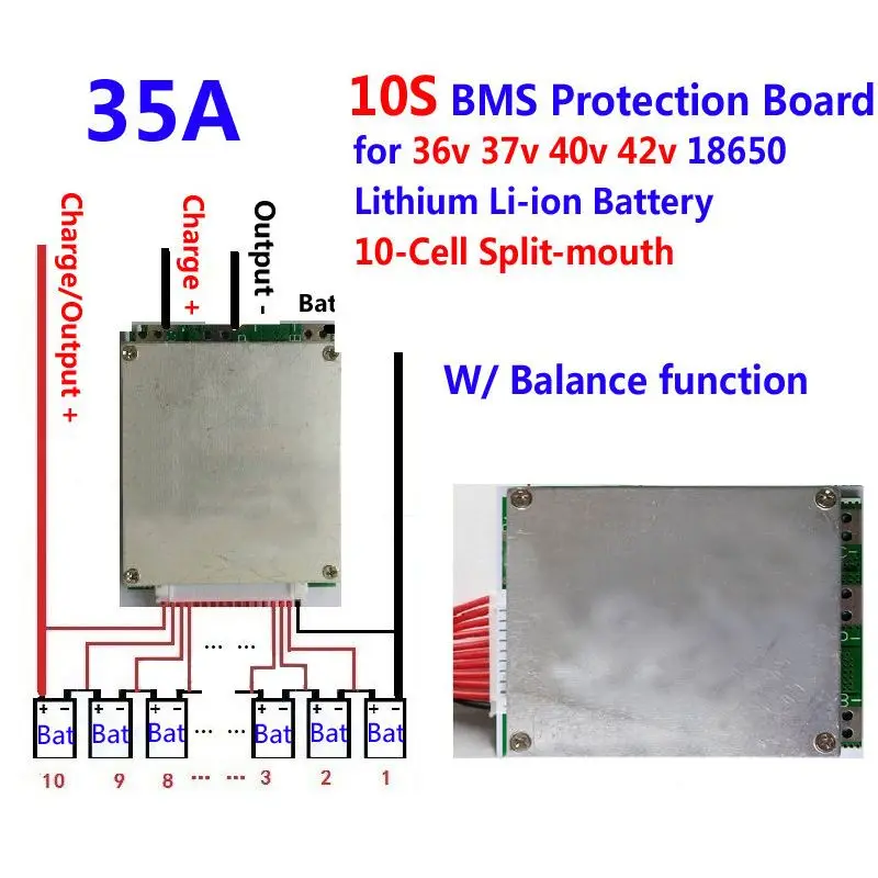 10S 36V 35A Li-ion Lipolymer Battery BMS PCB Short Circuit Overcharge Overcurrent Protection Board For Ebike Escooter