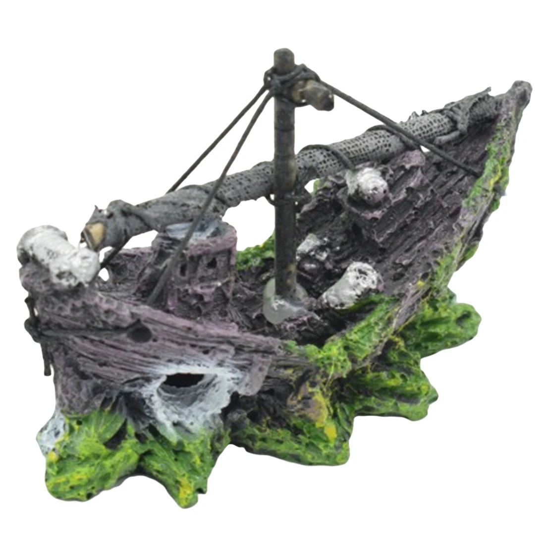 relitto del Materiale in Resina Barca a Vela Affondata Nave Fish Tank Decor Decorazioni della Nave Ornamenti del relitto dell/'acquario