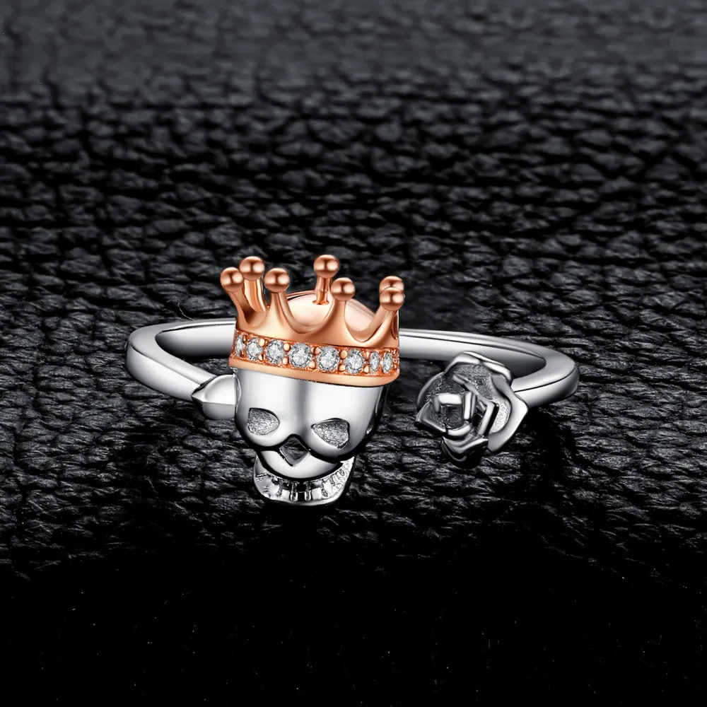 JewelryPalace модные череп король корона кубического циркония регулируемое Открытое кольцо 925 пробы Серебряные вечерние ювелирных украшений новое поступление