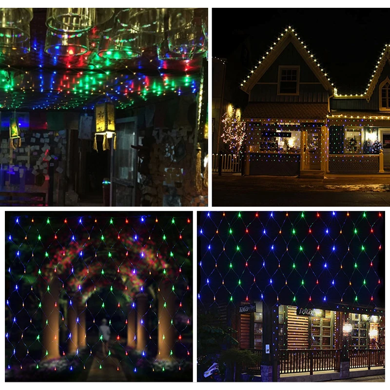 

3mX3m Christmas Mesh String Lights LED Light Net Mixed four colors 8 modes Christmas Tree Garden Wedding Party Outdoor Decor
