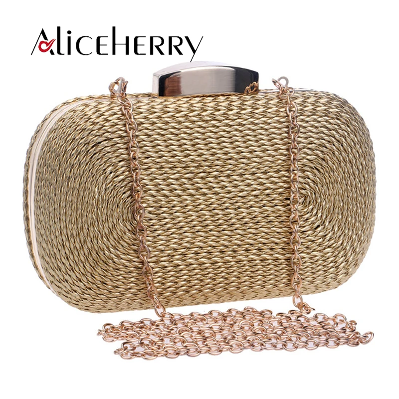 

Women messenger bags brand fashion wallet woven bag exquisite bride evening bag luxury designer clutch vintage box hand bag gold