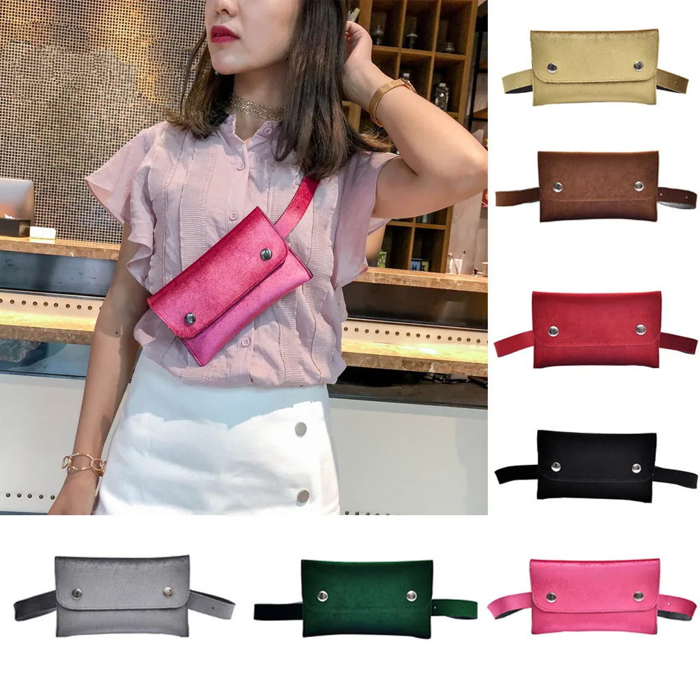 

Fashion Women Pure Color Square Leather Messenger Shoulder Buckle Wild Bag Chest Bag heuptasje voor vrouwen#30