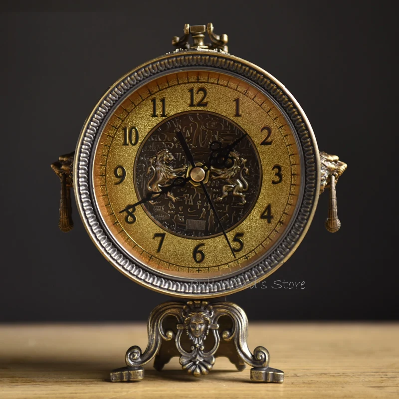 Royal classic retro table clock Exquisite home decoration metal clocks