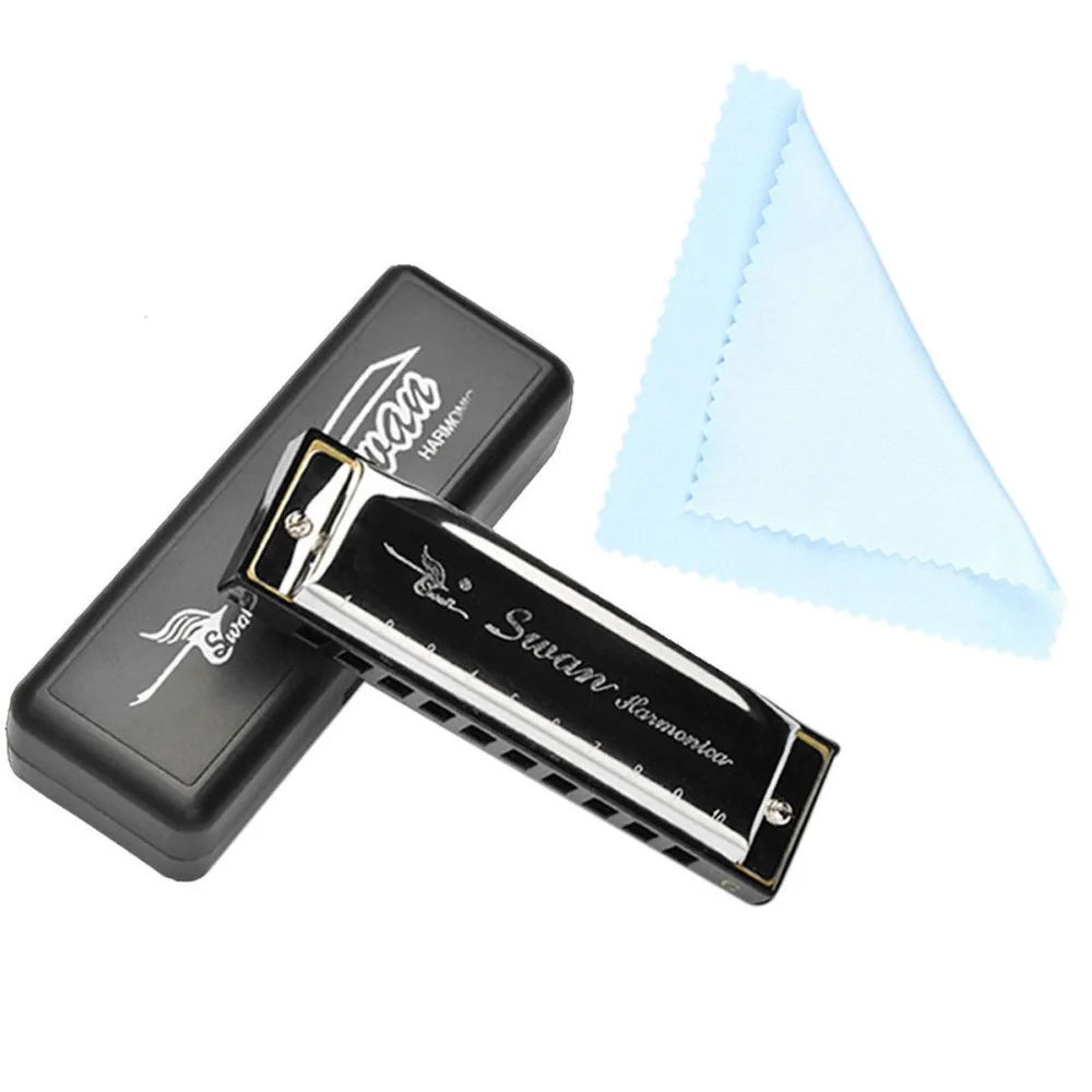 

Harmonica 10 Holes Key of C SILVER w/ Case Blues Harp Stainless Steel NEW