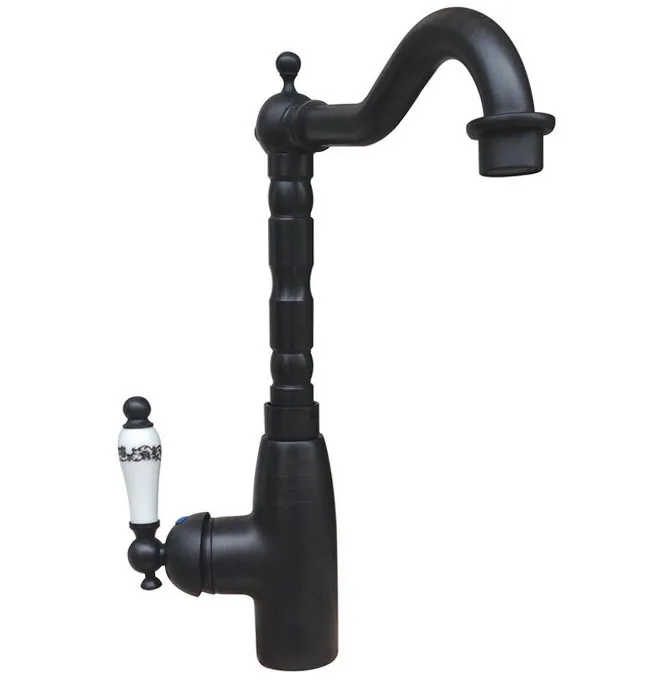 Black Oil Rubbed Brass Single Handle Swivel Spout Kitchen Sink Faucet Cold & Hot Mixer Tap asf107