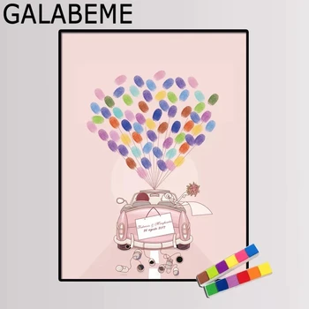 

Custom Name Date Wedding Car Canvas Print Fingerprints Guestbook Personalized DIY Guest Book wedding decoration