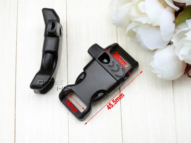 

100pcs/lot 5/8"(14mm) Emergency Side Release Whistle Buckles For Paracord Bracelet/Backpack/Survival Kits Black