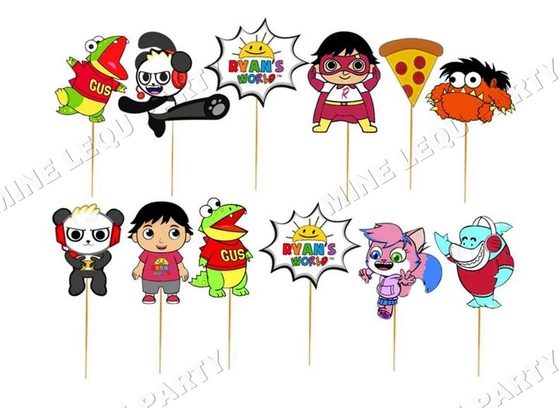 

12pcs/lot Ryan's World Cake Topper Birthday Baby Boss theme Party Cake Topper Cake Decoration Baby Shower Party Supplies