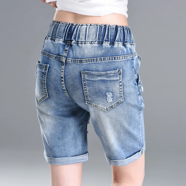 Высокая талия джинсы, женские брюки Высокая талия эластичные прямые шорты Для женщин джинсы модные Повседневное брюки Для женщин s Костюмы