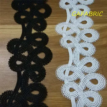 

Wholesale 100 yards 7 CM wide White/Black Embroidery Lace Fabric Trim Ribbons DIY Sewing Garment Handmade Materials