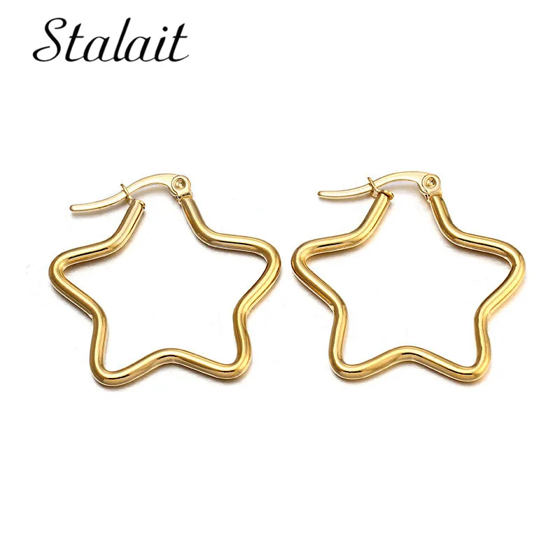 

Cute Simple 20-30mm Flower Triangle Heart Hoop Earrings Fashion Square Star Hexagon Hoop Earrings For Women Girl Gift
