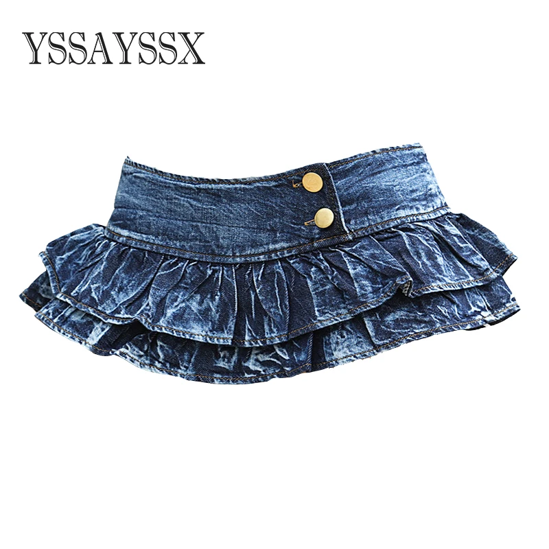

YSSAYSSX Europe And America Sexy Miniskirt Ultra Low Waist Cupcake Skirt Night Cub Pole Dance Hot Girl Safety Pants Sexy Skirt