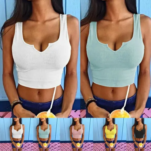 

Women Sleeveless V Neck Slim Tank Top Shirt Party bodycon Bandage Stretch Vest Blouse Clubwear Sexy Crop Top tunique femme