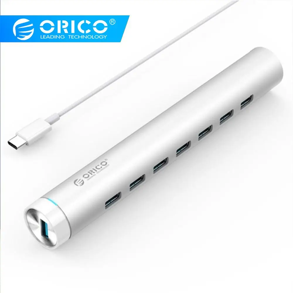 ORICO ARH7-U3-SV алюминиевый круглый 7 портов USB3.0 концентратор для ноутбука MAC идеально-Серебристый