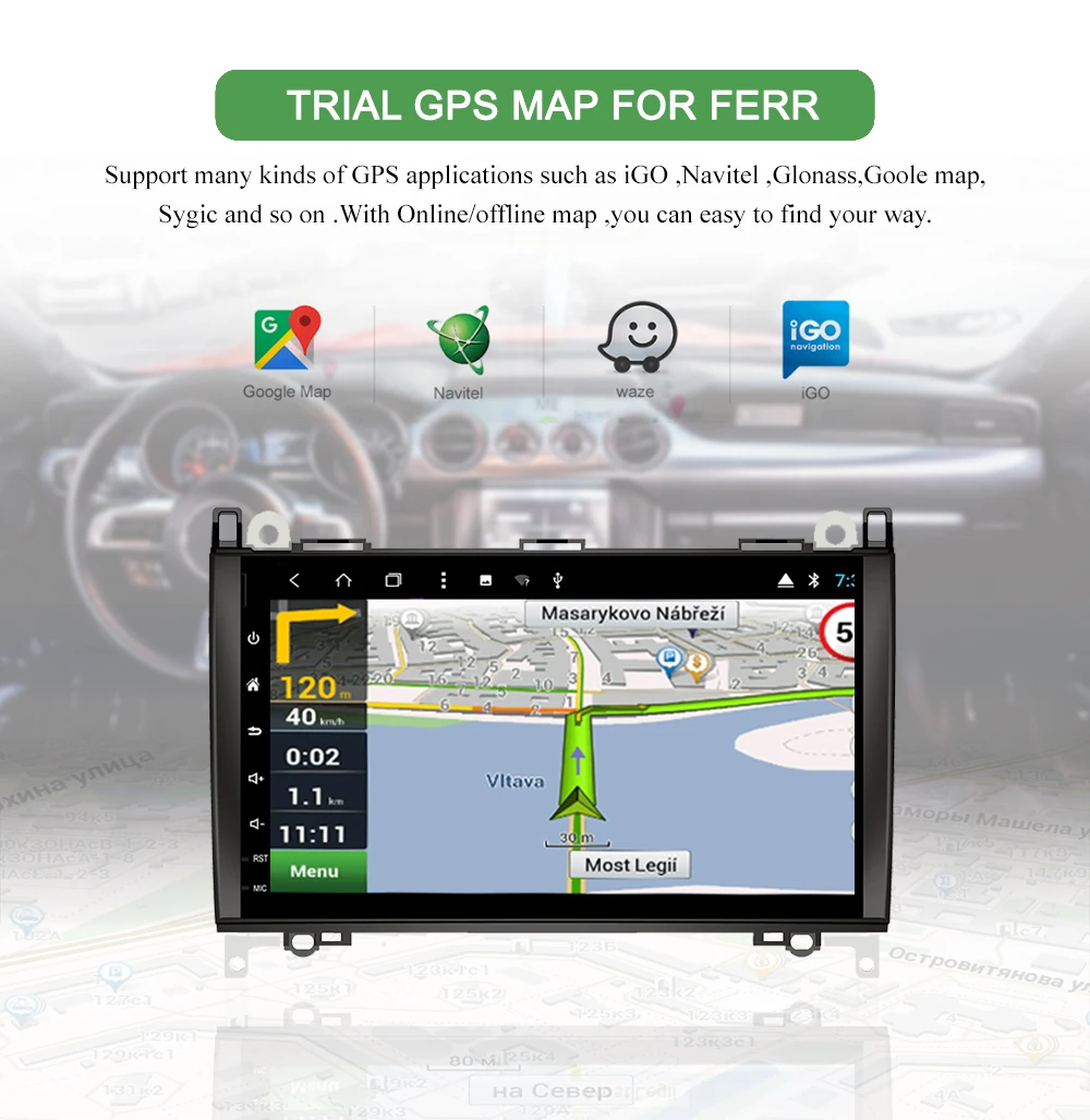 Sale BONROAD Android Car Multimedia Player For Mercedes/Benz/Sprinter/B200/B-class/W245/B170/W209/W169 GPS Navigation radio 7