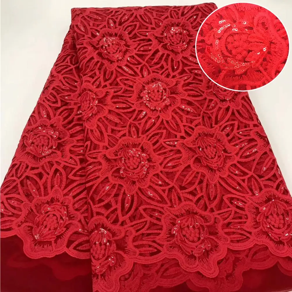 

2019 Embroidery French Sequin Swiss net high quality Nigerian African tulle mesh cord lace fabric for dress 5y/lot RL0720